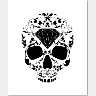 Skull Diamond Black - Skulls Skullhead Diamonds Gift Posters and Art